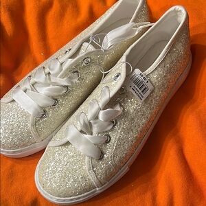 David's Bridal Glittering Cream Sneakers